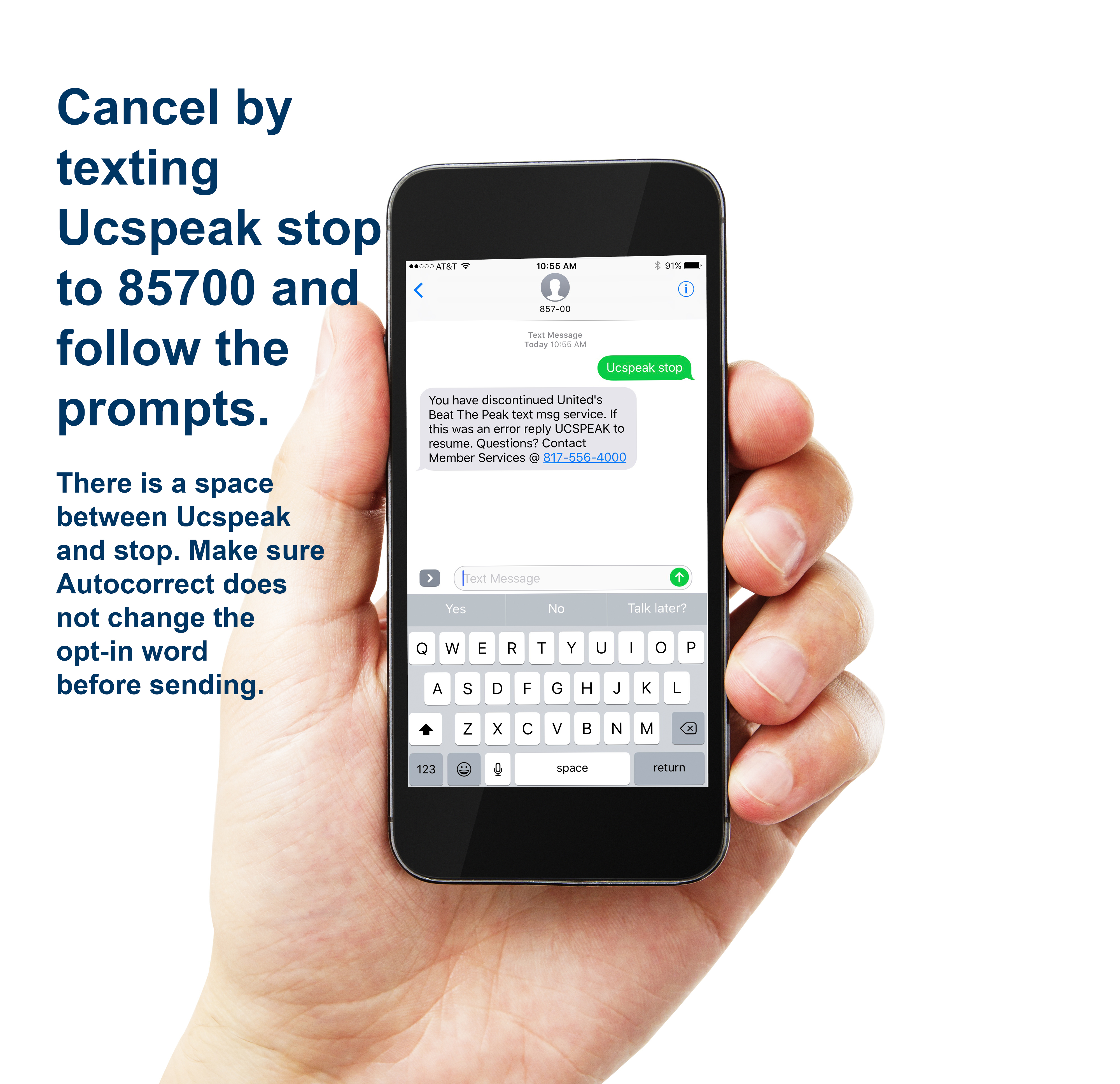 Cell Phone Text UCSPeak Stop to 85700 to report an outage
