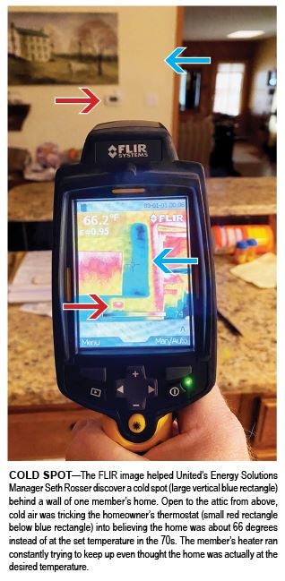 Flir image of air leak in attic