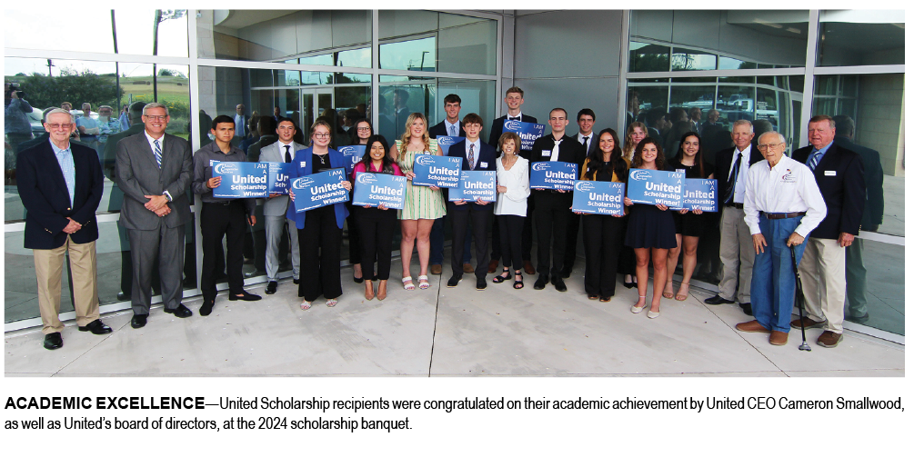 ACADEMIC EXCELLENCE—United Scholarship recipients were congratulated on their academic achievement by United CEO Cameron Smallwood, as well as United’s board of directors, at the 2024 scholarship banquet.