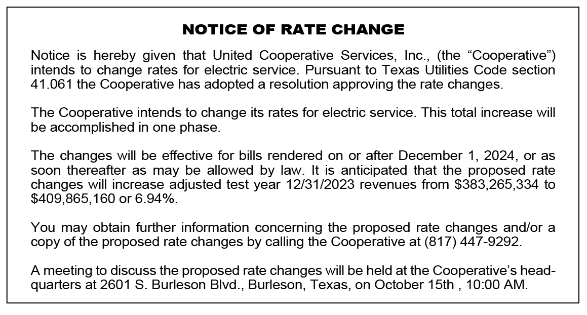 Notice of Rate Change