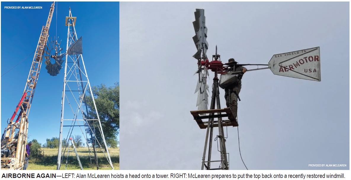 image of man up on windmill