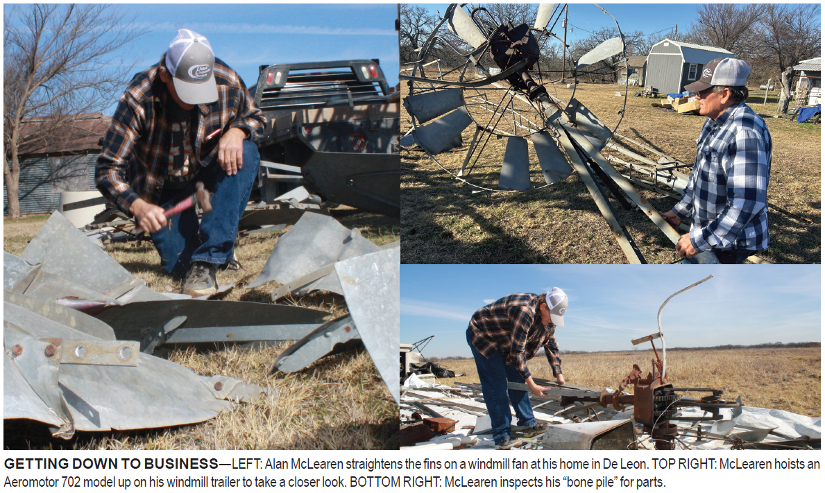 Collage of man working on windmill