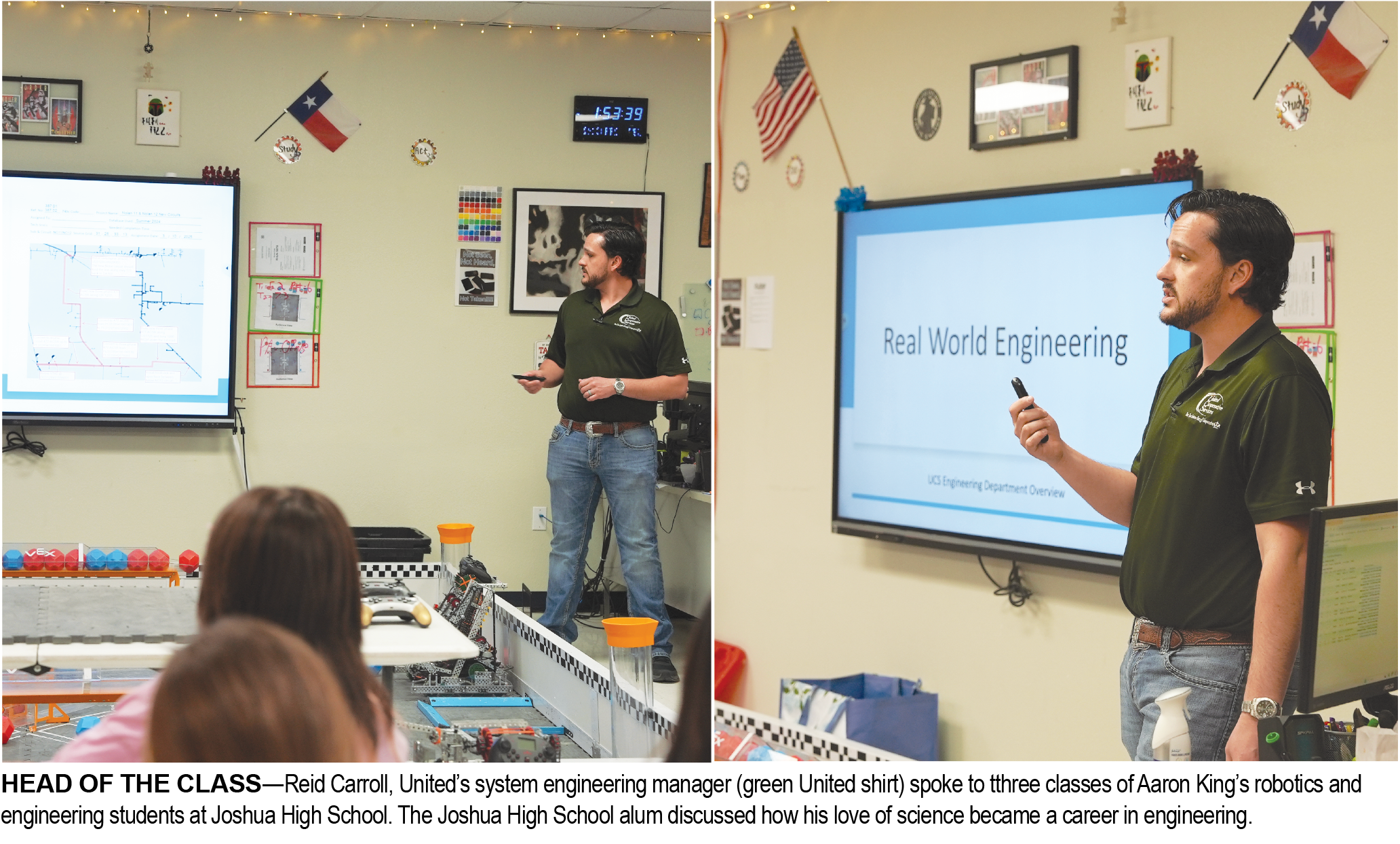 Image of United engineer presenting to class of students