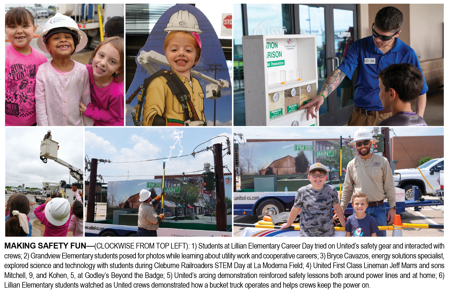 collage of images from United's monthly safety and community events
