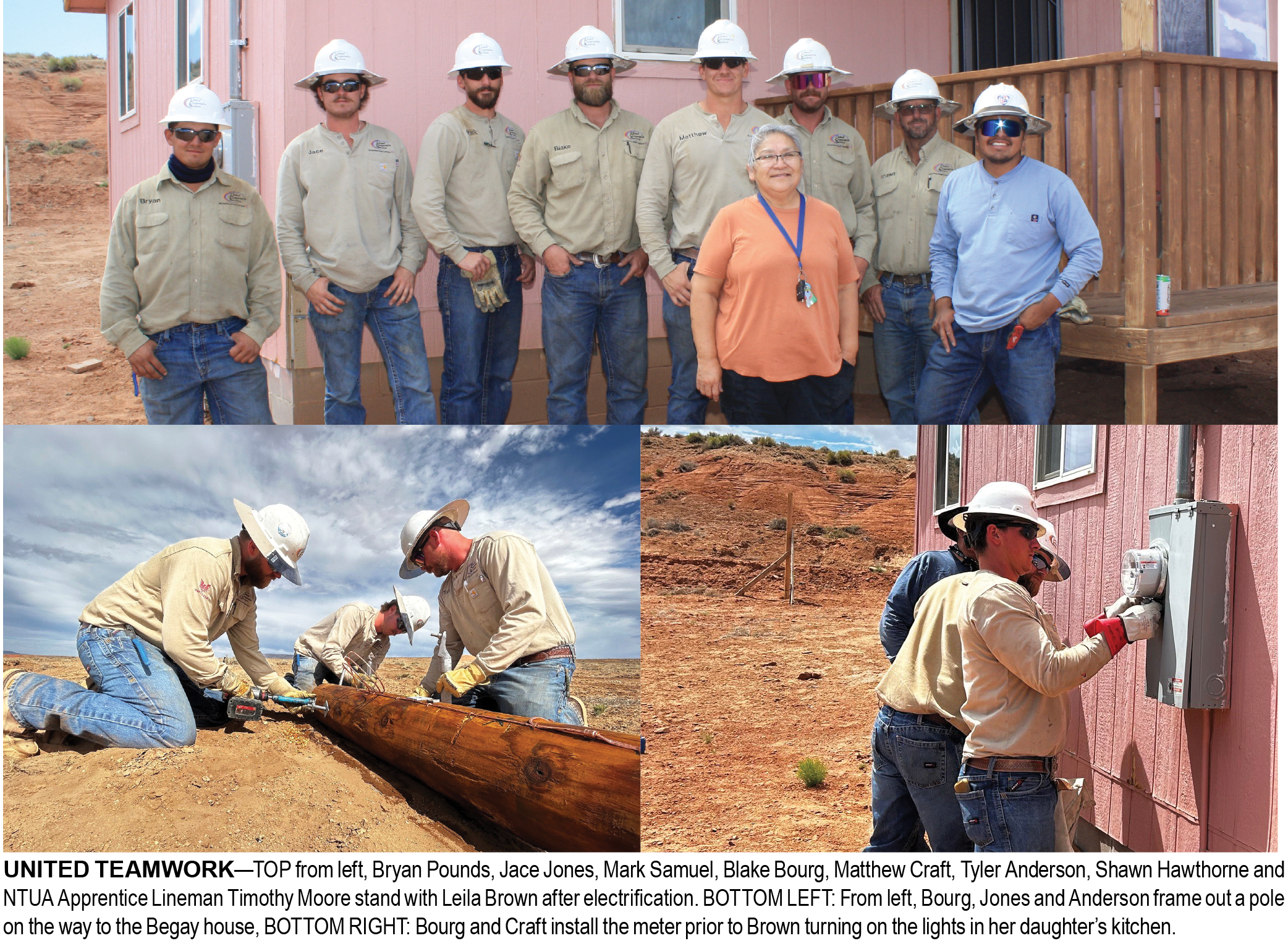 Photo collage of efforts to electrify the Navajo Nation
