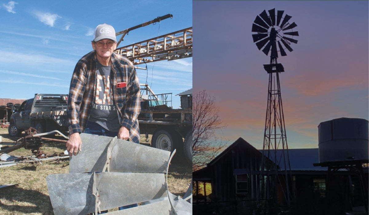 Images of man and windmill