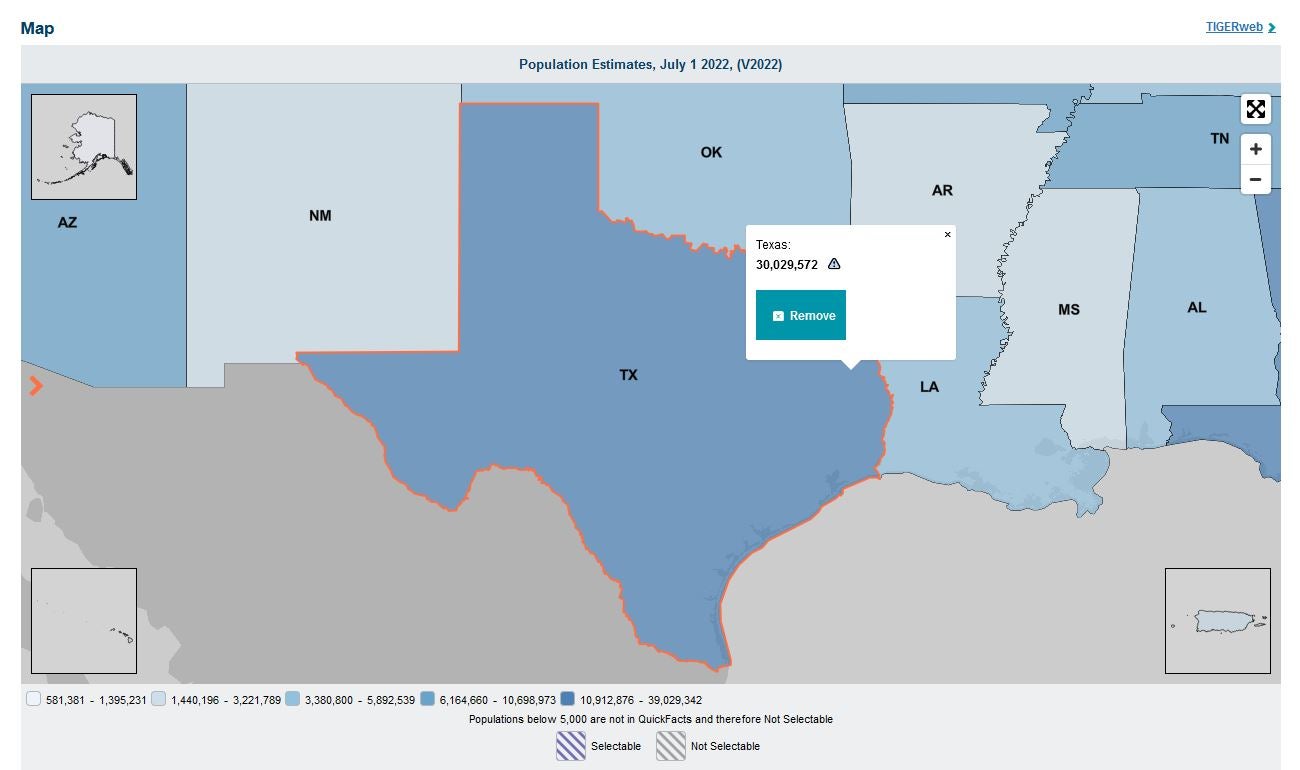 Texas population 2023