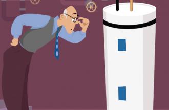 Man looking at water tank