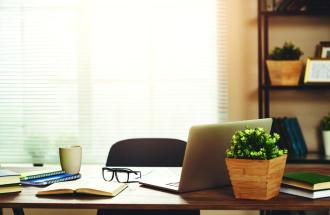 Image of desk with laptop