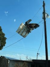 Debris in power lines caused by storms